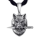 990 Pure Silver Wolf Head Totem Pendant